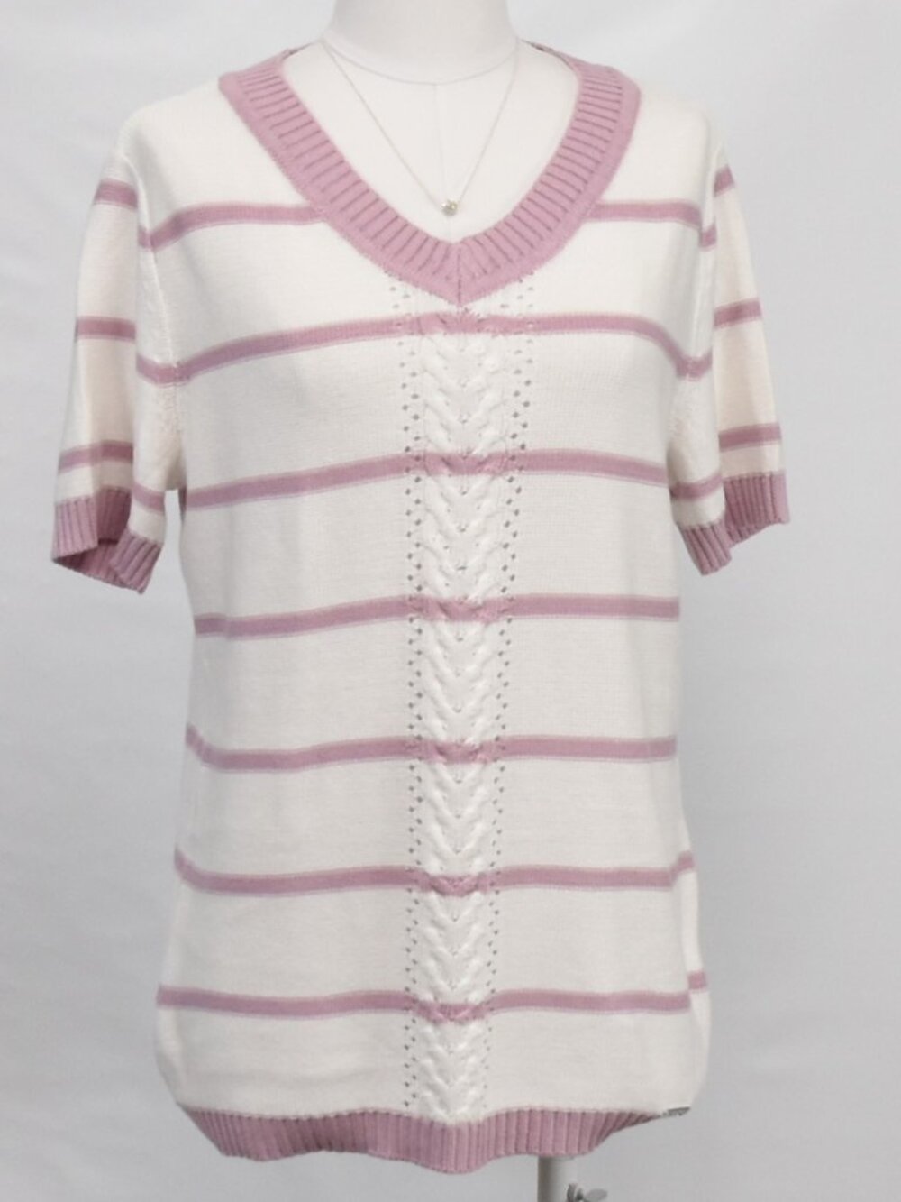 Collection L Pink White Striped Sweater Top Size 8